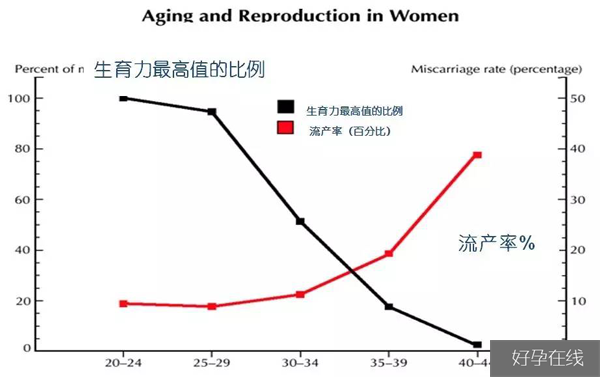 年龄和流产率关系图